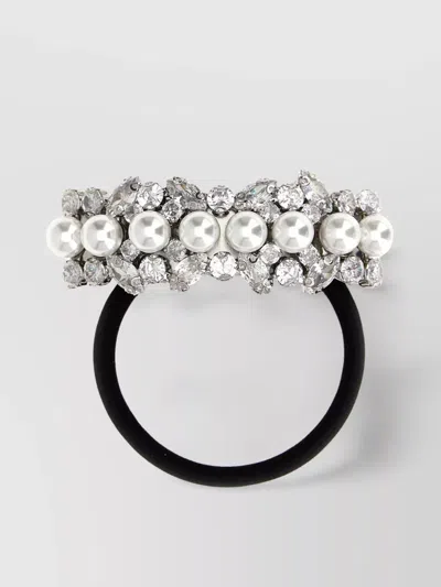 Self-portrait Multi Crystal Hair Accessories Silver In Black