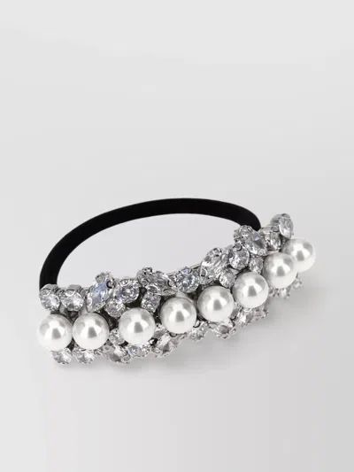 Self-portrait Multi Crystal Hair Accessories Silver In Black