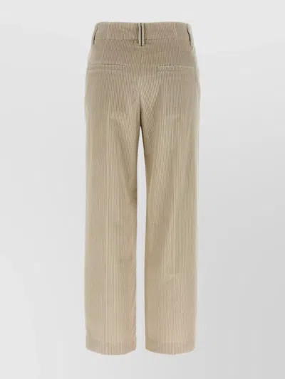 Brunello Cucinelli Velvet Trousers With Pockets And Loops In Brown