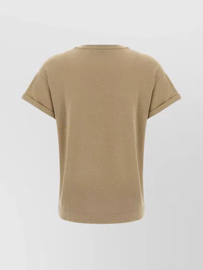 Brunello Cucinelli Crew Neck Lamé Cashmere T-shirt Rolled Sleeves
