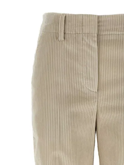 Brunello Cucinelli Velvet Trousers With Pockets And Loops In Brown