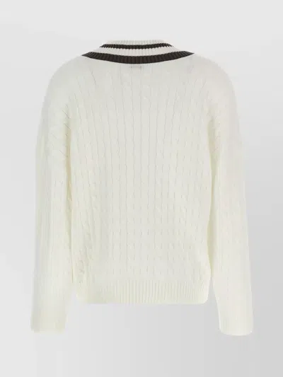 Brunello Cucinelli Braided Cotton Sweater Sweaters And Cardigans White In Neutral