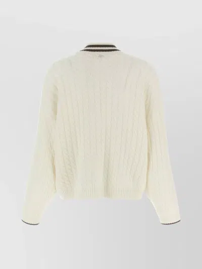 Brunello Cucinelli Braided Cardigan Sweaters And Cardigans White
