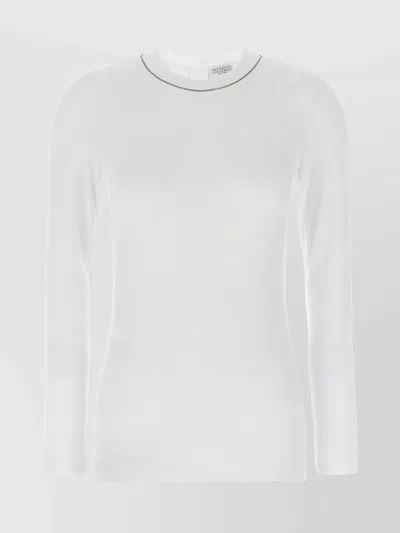 Brunello Cucinelli Ribbed Texture Crew Neck T-shirt In White