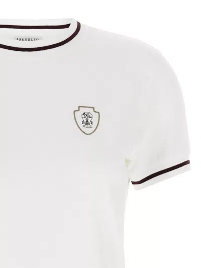Brunello Cucinelli Patch Logo T-shirt With Contrast Trim