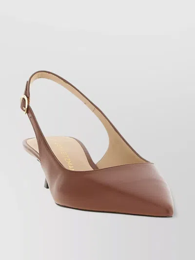 Stuart Weitzman Sculpted Buckle Kitten Heel Slingback Pumps