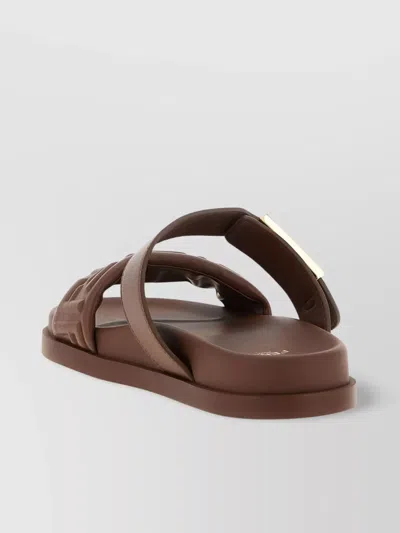 Fendi Slide Sandals With Buckle Detail And Flat Sole