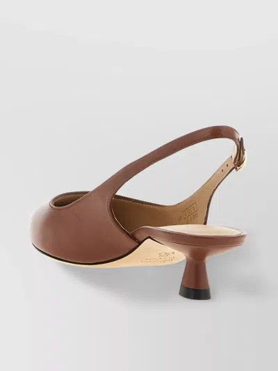 Stuart Weitzman Sculpted Buckle Kitten Heel Slingback Pumps
