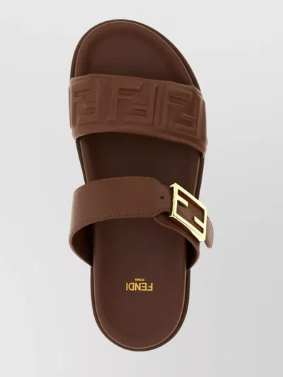 Fendi Slide Sandals With Buckle Detail And Flat Sole