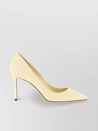 Jimmy Choo Pointed Toe Stiletto Heel Textured Pattern Pumps