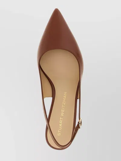 Stuart Weitzman Sculpted Buckle Kitten Heel Slingback Pumps