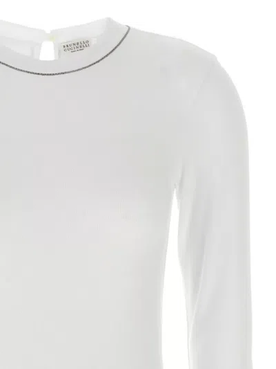Brunello Cucinelli Ribbed Texture Crew Neck T-shirt In White