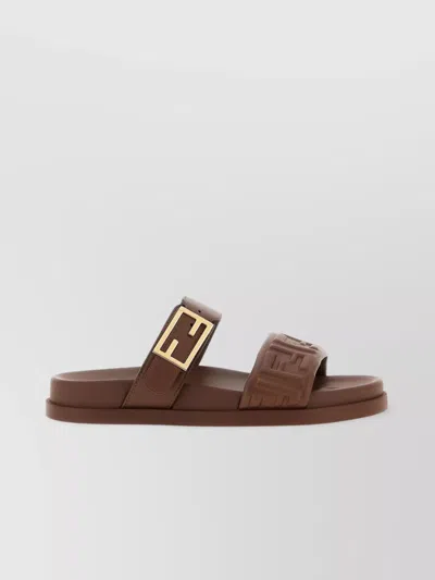 Fendi Slide Sandals With Buckle Detail And Flat Sole
