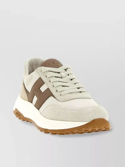 Hogan Lightweight Sneakers With Cushioned Collar And Suede Panels In Neutral