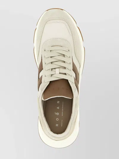 Hogan Lightweight Sneakers With Cushioned Collar And Suede Panels In Neutral