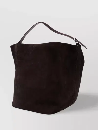Totême Adjustable Suede Tote With Top Handle And Shoulder Strap