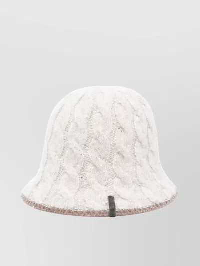 Brunello Cucinelli Cable Knit Wool Cloche Hat With Sequin Embellishments