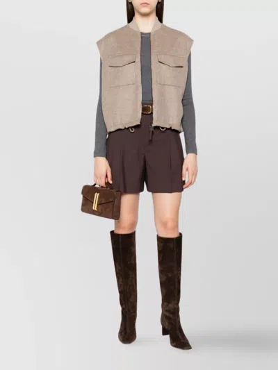 Brunello Cucinelli Wool Vest Zippered Drawstring Hem In Nude