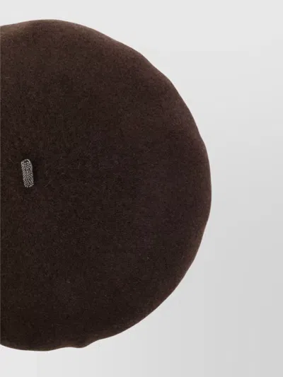 Brunello Cucinelli Round Wool Basque Hat With Top Loop In Brown
