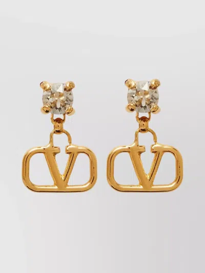 Valentino Gemstone Accent Stud Earrings With Gold-tone Finish In Gold
