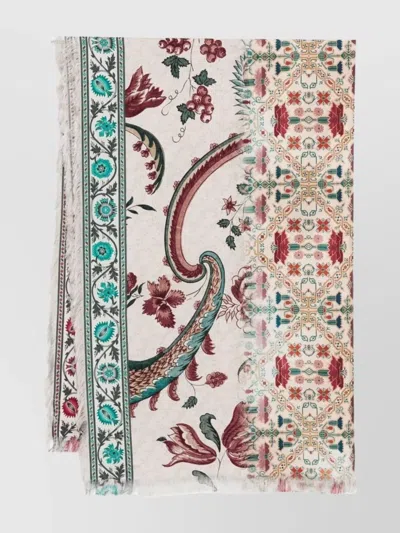 Pierre Louise Mascia Floral Paisley Frayed Silk Scarf