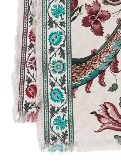 Pierre Louise Mascia Floral Paisley Frayed Silk Scarf