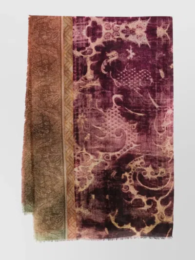 Pierre Louise Mascia Abstract Fringed Cashmere Scarf