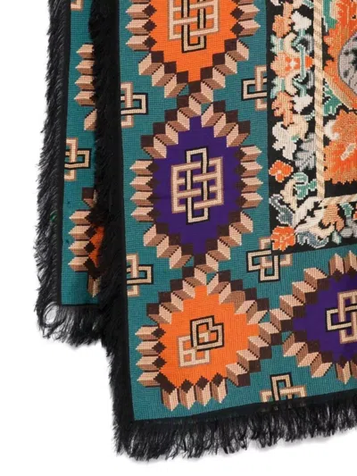 Pierre Louise Mascia Fringed Silk Scarf Graphic Print