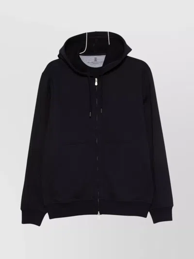Brunello Cucinelli Men Cotton Zipped Hoodie In Black