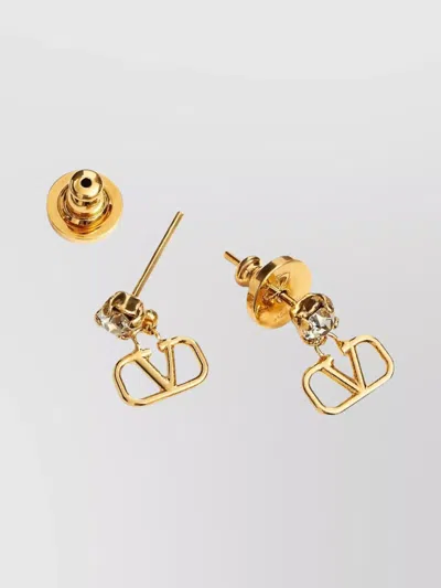 Valentino Gemstone Accent Stud Earrings With Gold-tone Finish In Gold