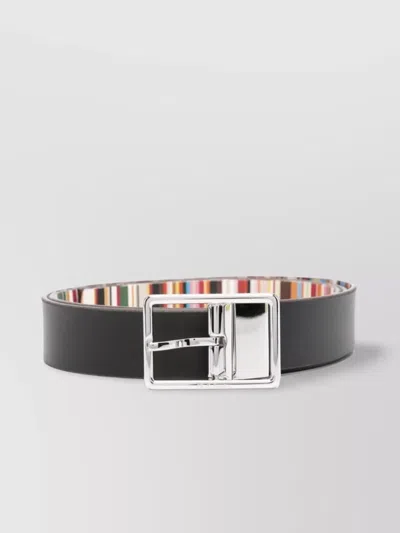 Paul Smith Adjustable Length Silver-tone Buckle Belts In Black