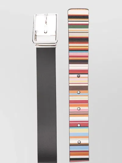 Paul Smith Adjustable Length Silver-tone Buckle Belts In Black