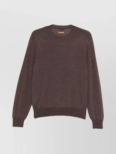 Jacob Cohen Men Wool And Silk Crewneck Sweater In Brown