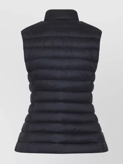 Moncler Quilted Black Vest With High Collar And Fitted Silhouette In Black