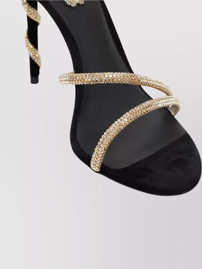 René Caovilla Crystal Embellished Spiral Strap High Heel Sandals