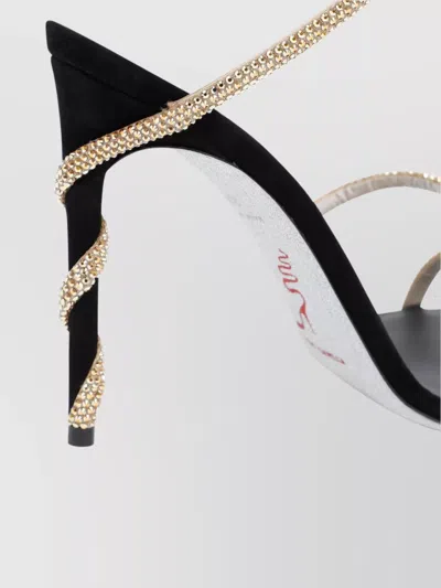 René Caovilla Crystal Embellished Spiral Strap High Heel Sandals