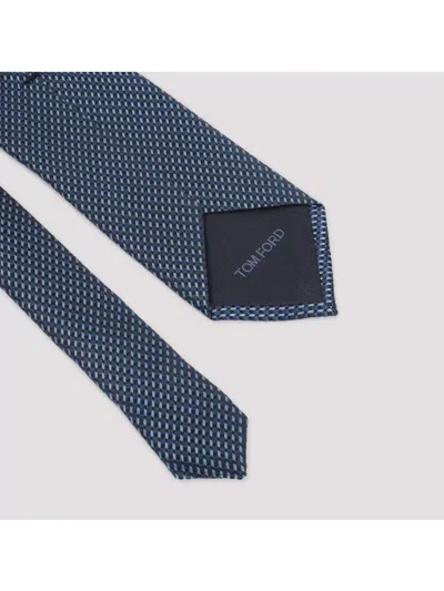 Tom Ford Silk Tie With Textured Pattern In Blue