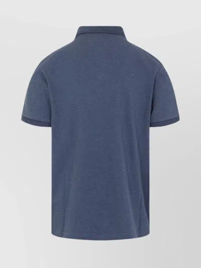 Moncler Blue Tricol-trimmed Pique Polo Shirt