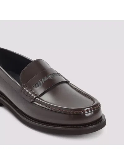 Brunello Cucinelli Leather Penny Slot Loafers