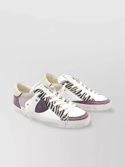 Philippe Model Low Top Leather Sneakers With Contrast Panels In White