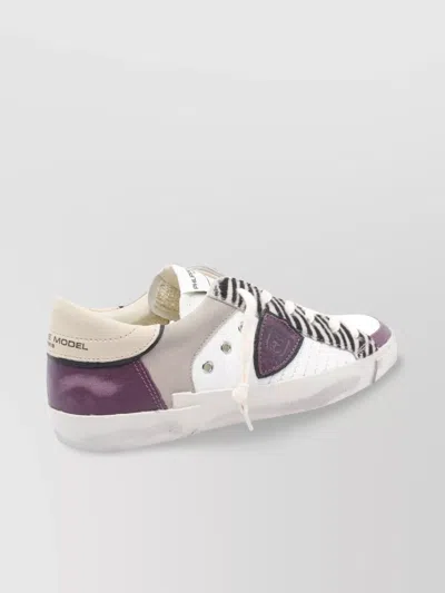 Philippe Model Low Top Leather Sneakers With Contrast Panels In White