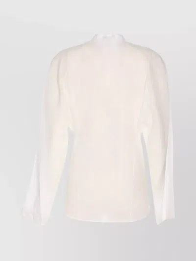 Alaïa Alaia Women Round Blouse In Linen Blend In Nude