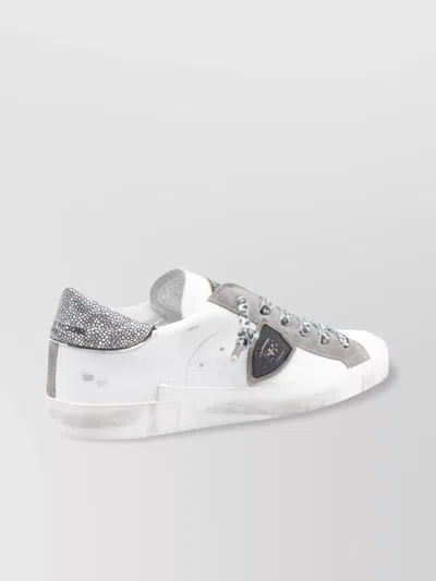 Philippe Model Low Top Leather Sneakers With Glitter Detail