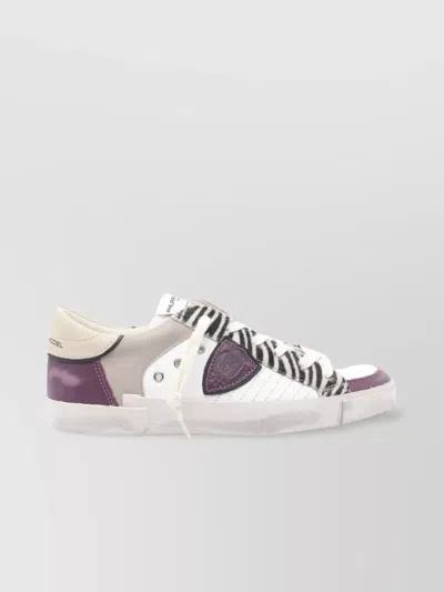 Philippe Model Low Top Leather Sneakers With Contrast Panels In White