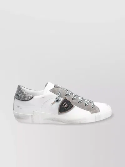 Philippe Model Low Top Leather Sneakers With Glitter Detail
