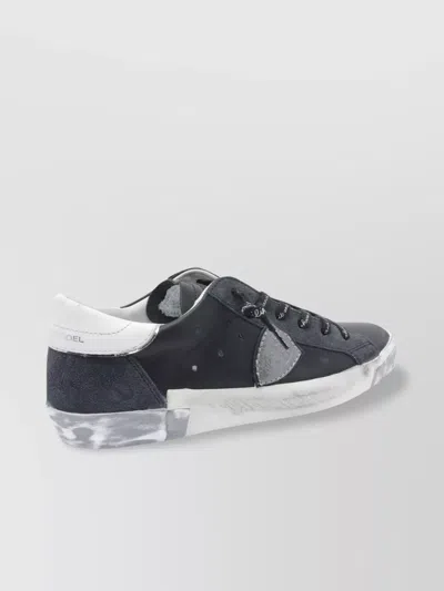Philippe Model Round Toe Leather Low Top Sneakers