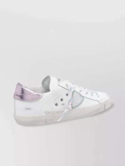 Philippe Model Low Top Leather Sneakers With Metallic Detail