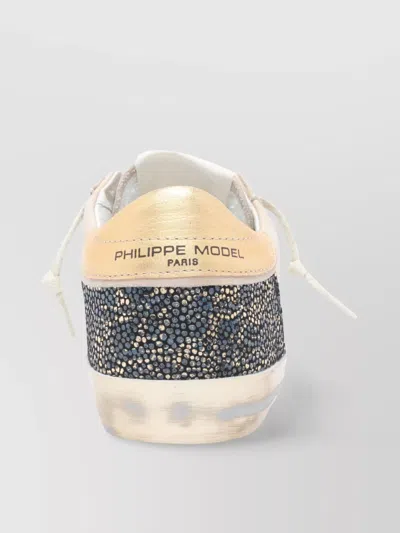 Philippe Model Low Top Leather Sneakers With Metallic Accents