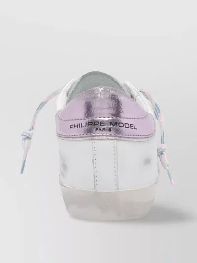 Philippe Model Low Top Leather Sneakers With Metallic Detail