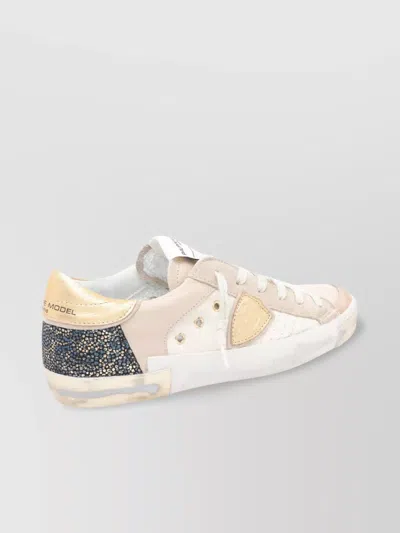 Philippe Model Low Top Leather Sneakers With Metallic Accents